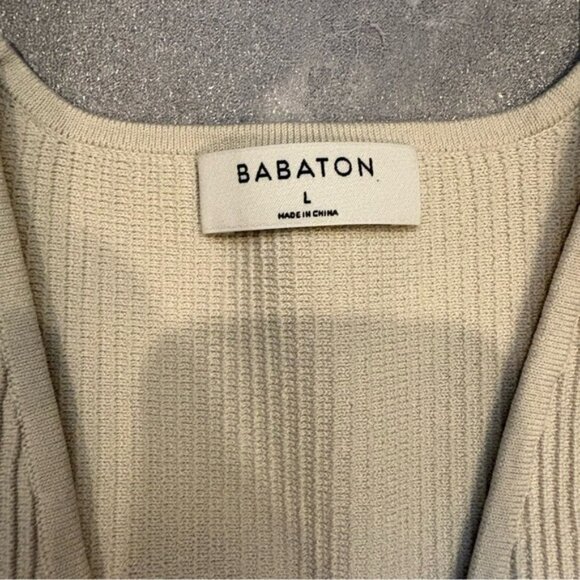 BABATON Aritzia Sculpt Knit Mini Ribbed Deep V Neck Sleeveless Dress Size Large - Picture 7 of 10